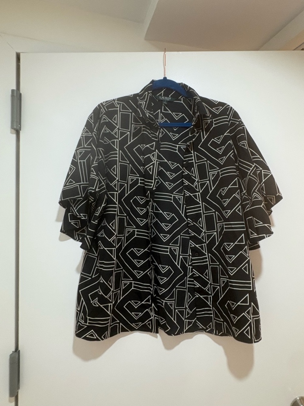 Ralph Lauren Black and White Geometric Blouse